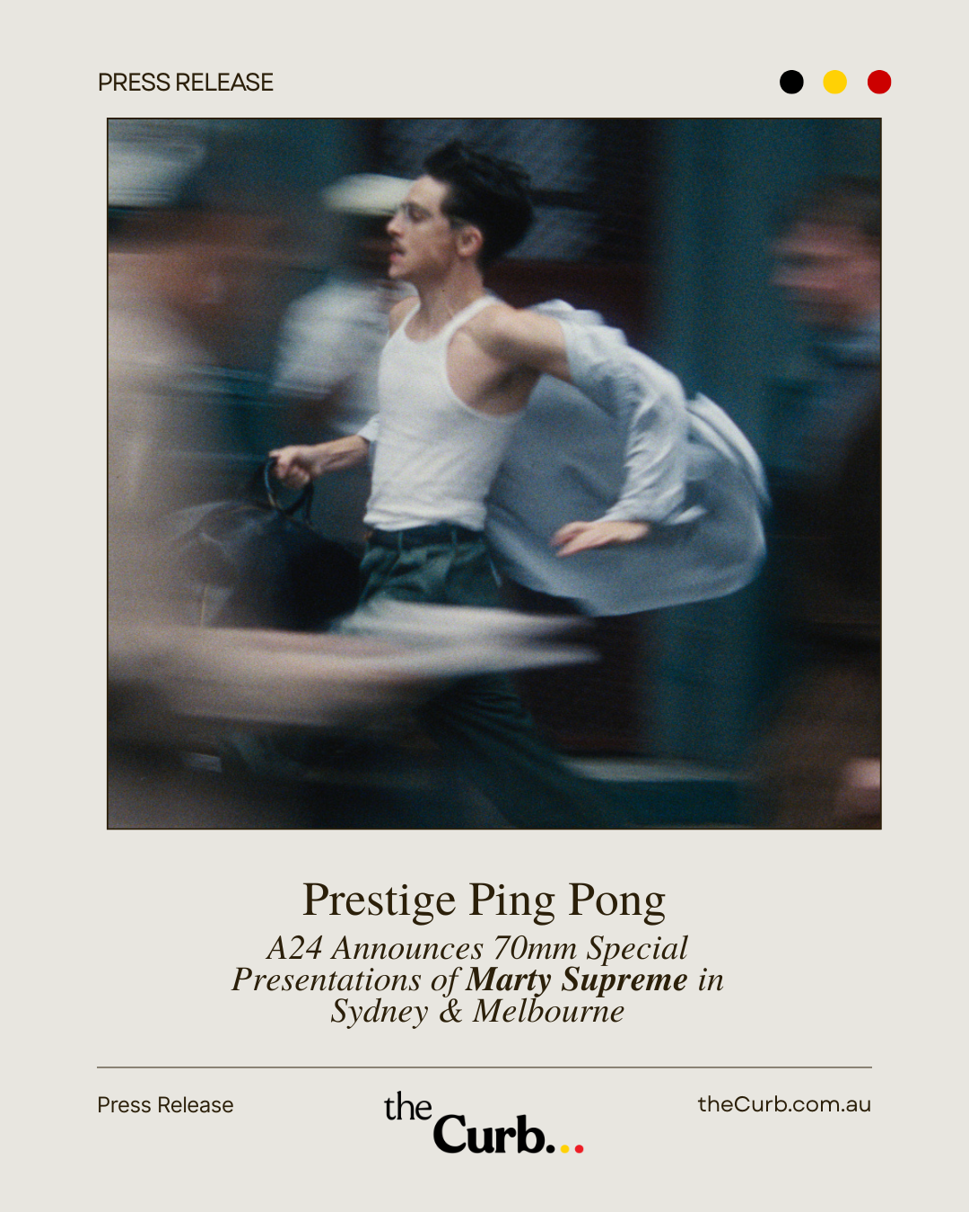 A24 Announces 70mm Special Presentations of Marty Supreme in Sydney & Melbourne