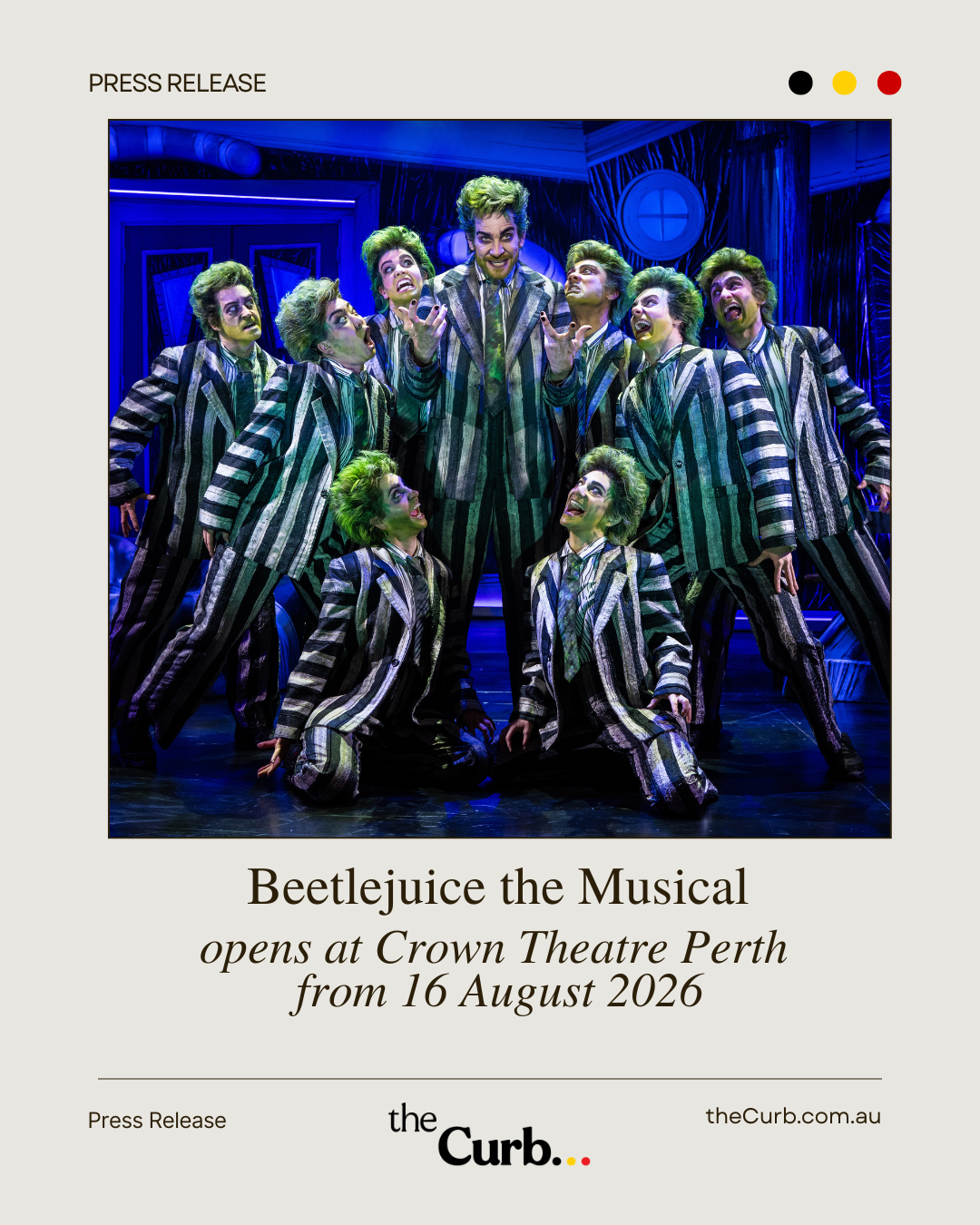 Beetlejuice the Musical opens at Crown Theatre Perth from 16 August 2026